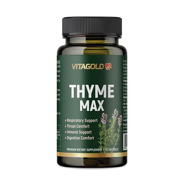 10-02-121 Thyme Max x30 Мащерка Макс (Thyme Max) - за дихателните пътища, при натрупани секрети, за имунитета и храносмилателен комфорт, 30 капсули - Image 1
